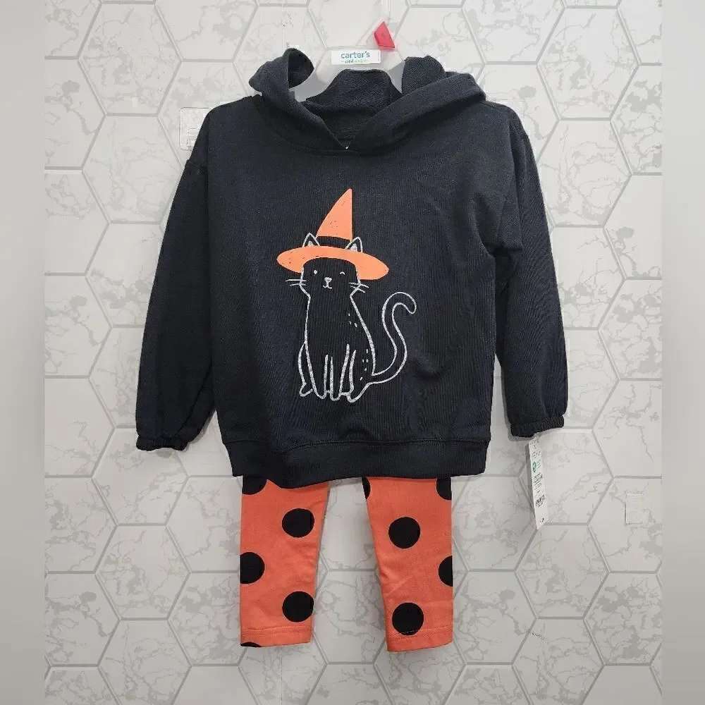 New Carter's Girl's Halloween Outfit Black cat Witch